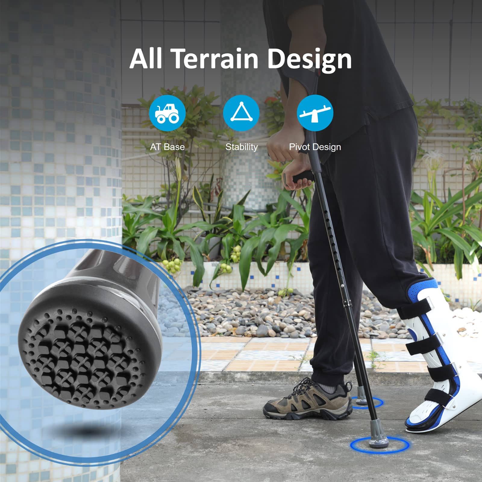 Healthbazaar Air Cushion Cane Tip (1 PC), 3/4'' Cane Tip for Black Red Blue Purple Canes & Crutches, 3/4 Inch Cane Tip Heavy Duty, Rubber Replacement Foot Pad, Walking Cane Tip and Crutch Tip