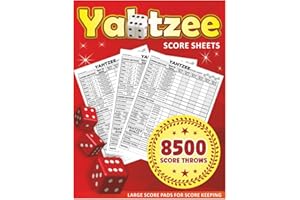 Yatzee Score Pads: Large Print Score Sheets with Size 8.5 x 11 inches for Scorekeeping