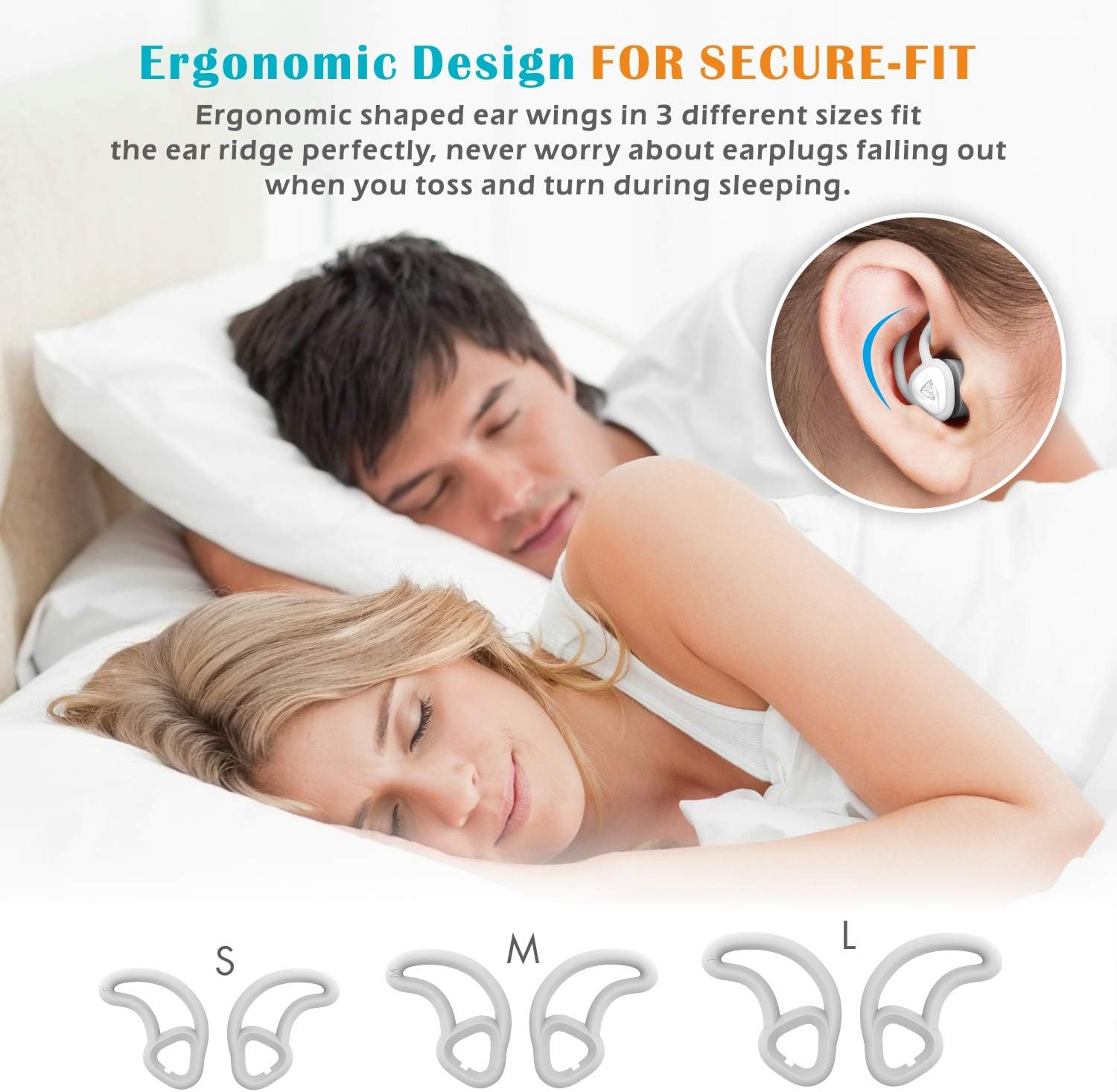 Ear Plugs for Sleeping, 33db Hearprotek Noise Reduction Sound Blocking Soft Sleep earplugs with Foam eartips for Light Sleepers, snoring, Work: Health & Personal Care