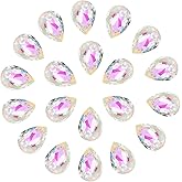 MECCANIXITY 20 Pcs 3D Teardrop Rhinestones Diamond Nail Charm Crystal Pointback K9 Glass Rhinestones Crystal Gems for Jewelry Making, Craft, 10x14mm, AB Transparent
