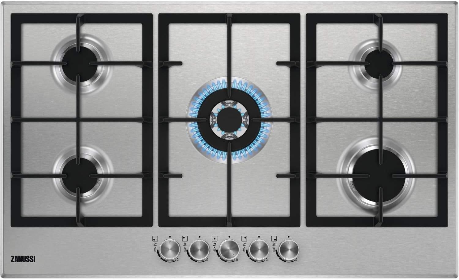 Zanussi ZGG96524XX 90cm Five Burner Gas Hob Stainless Steel Amazon