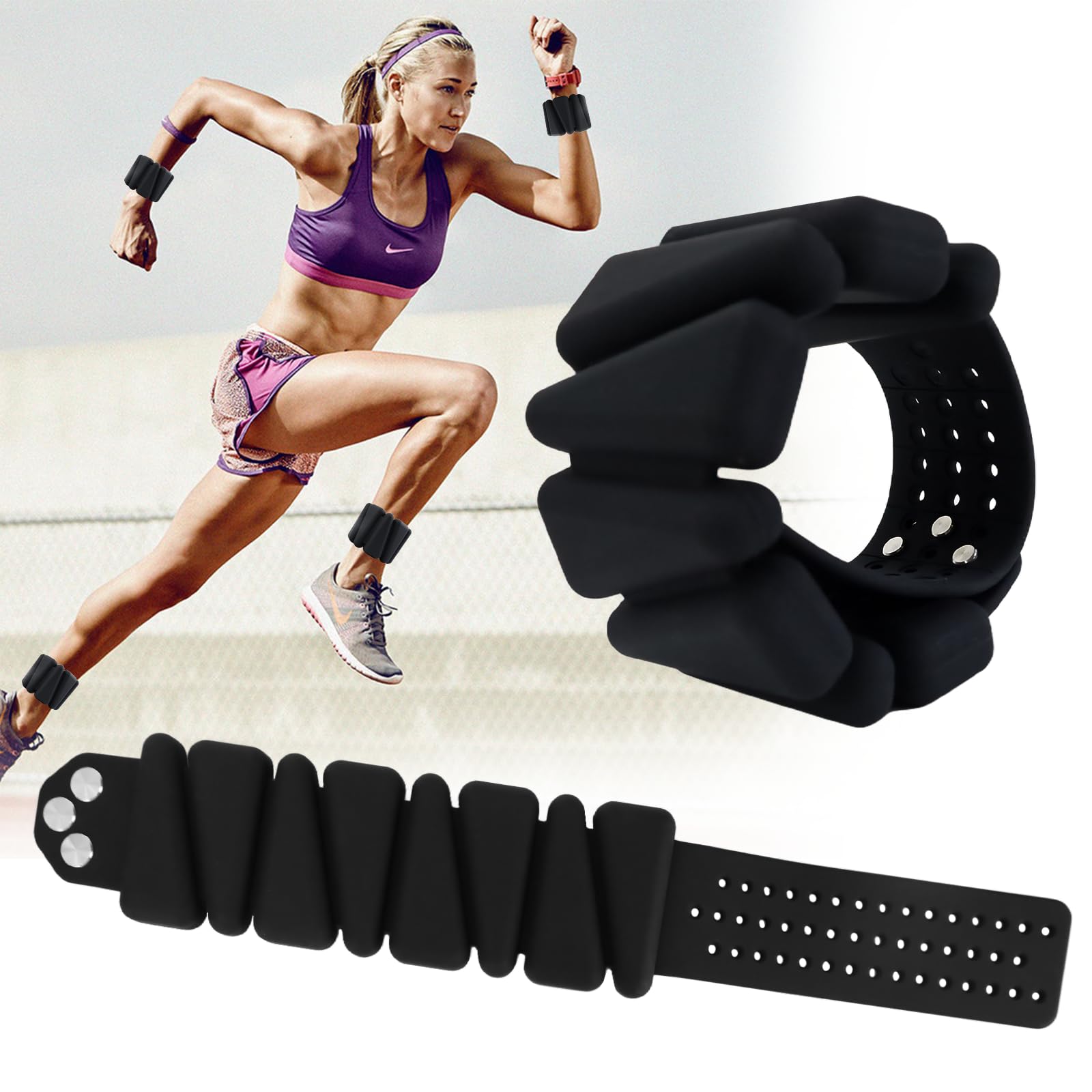 Prodigen Wrist & Ankle Weights for Women, Wearable Silicon Arm & Leg Weights, Size Adjustable Ankle Weights，Wearable Bracelet for Strength Training Walking Running Yoga Pilates Jogging for Men Set of 2