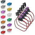 10 Gauge Fuse Holder ATC/ATO, SIM&NAT 5 Packs in-Line Automotive Blade Fuse Holder with 65PCS Standard Car Fuses, 1A 2A 3A 4A 5A 7.5A 10A 15A 20A 25A 30A 35A 40A Automotive Replacement Fuses