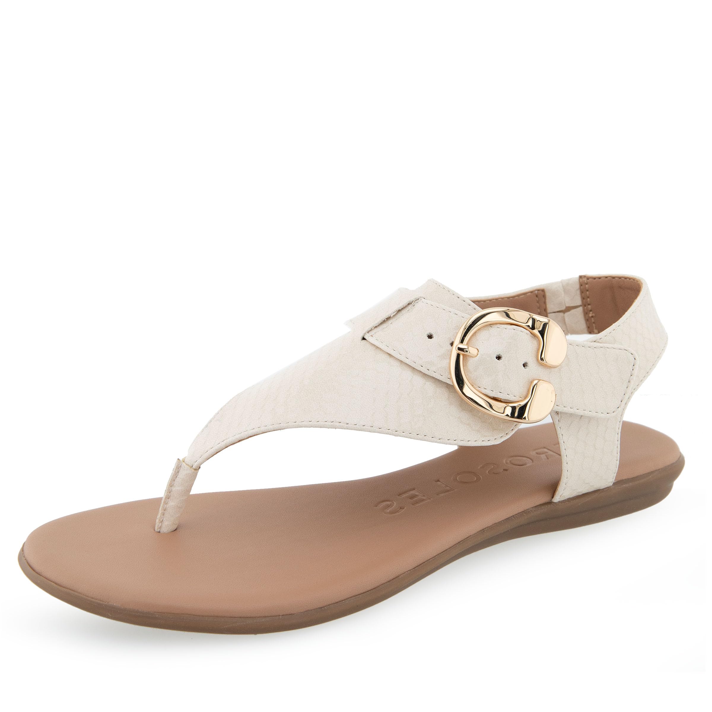 Aerosoles Women’s ISA Flat Sandal, Eggnog Snake Patent PU, 10