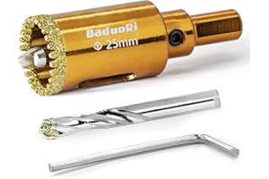 DaduoRi 1" Serrated Diamond Hole Saw with 2Pcs Removable Pilot Bits, Easy-Align for Precise Drilling in Porcelain, Ceramic Tile, Granite, and Marble (1 inch Granite Drill Bit)