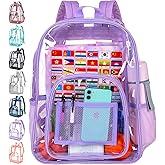CCJPX 3Pcs Clear Backpack for Girls, School Transparent Bookbag, Heavy Duty See Through Backpacks for Teens Elementary