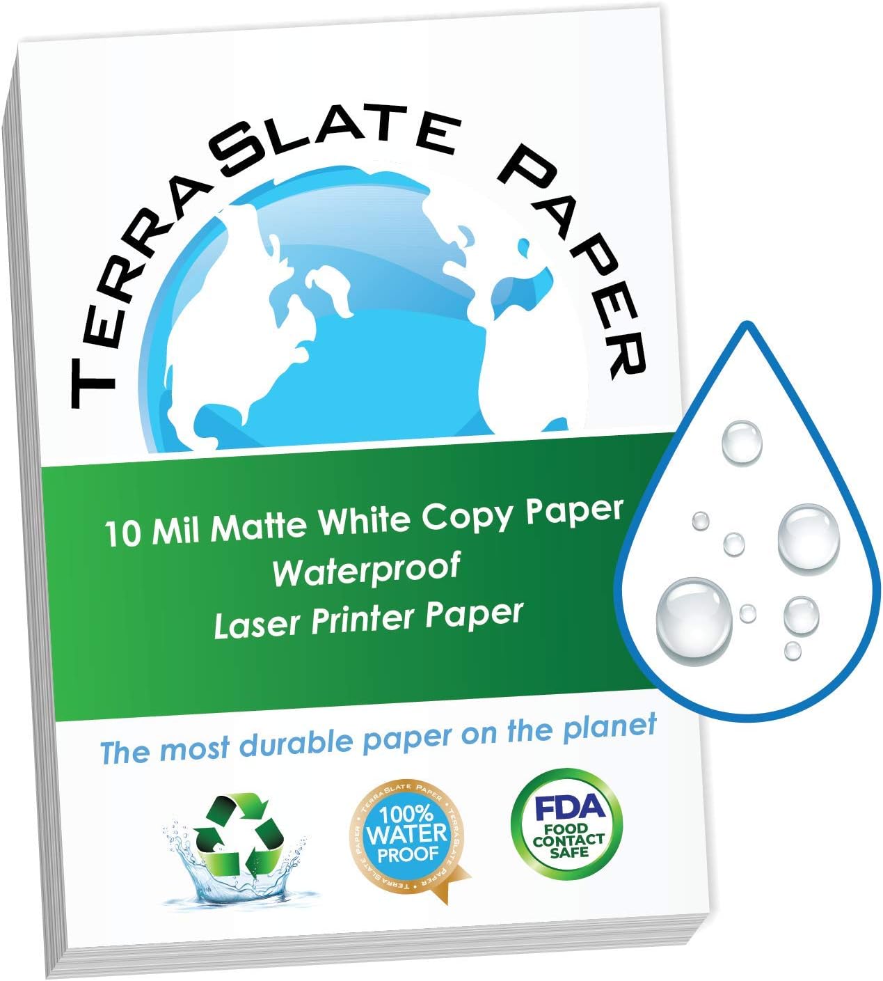TerraSlate Paper 10 MIL 8.5" x 11" Waterproof Laser Printer/Copy Paper 500 sheets : Office Products