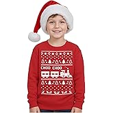 Tstars Choo Choo Train Boys Ugly Christmas Sweatshirt Tacky Sweater Style Xmas Holiday Youth Kids Sweatshirts 3T Red