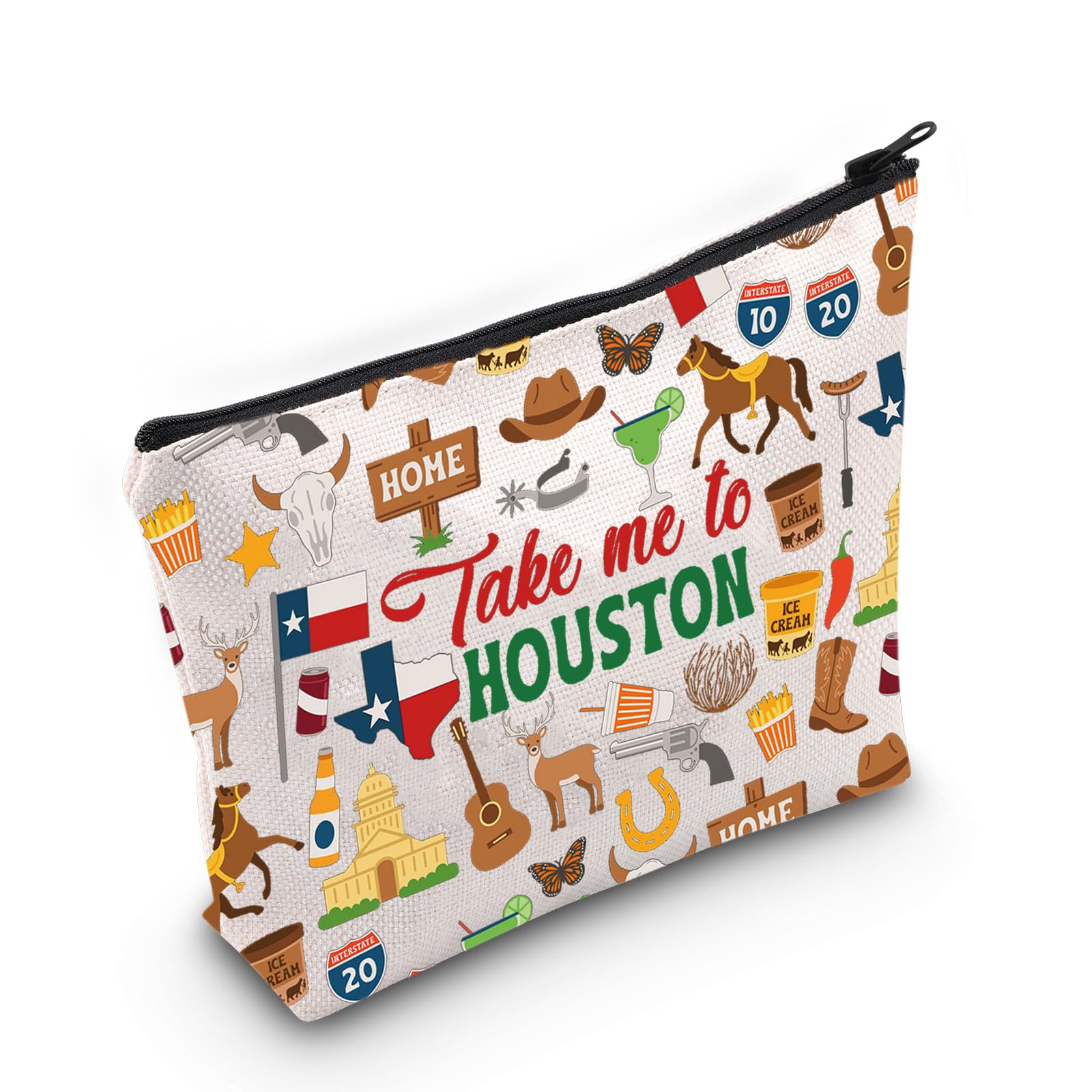 WZMPA Houston Travel Cosmetic Bag - Souvenirs & Gifts Zipper Pouch - Houston Vacation Gift, Take Houston, Fit