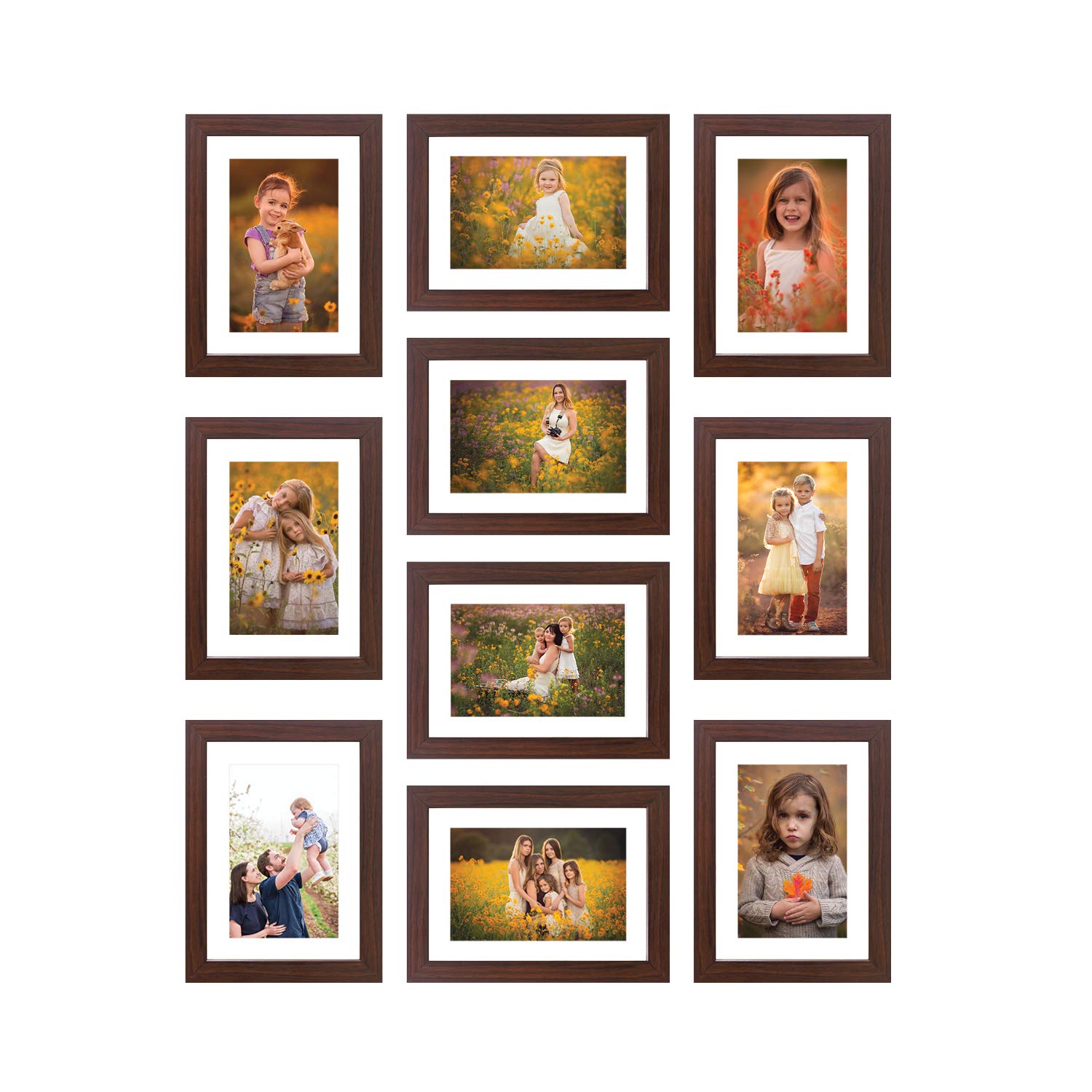 Amazon Brand Solimo Collage Set of 10 Brown Photo Frames (6 X 8 Inch