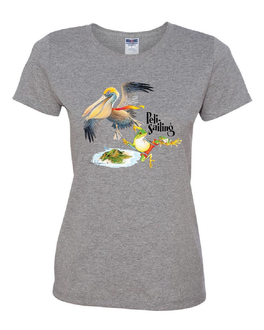Funny Cute Pelican Frogs Island Sailing Tee T Shirt