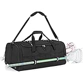 GOBUROS Lacrosse Bag Holds 2 Sticks and Shoes, Lacrosse Equipment Backpack with External Helmet Holder and Multi Pockets for All of Your LAX Gear, Black