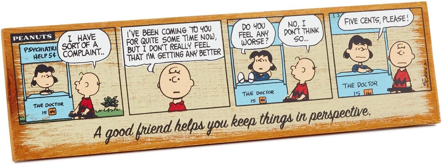 HMK Hallmark Peanuts Good Friend Rustic Wood Wall Art