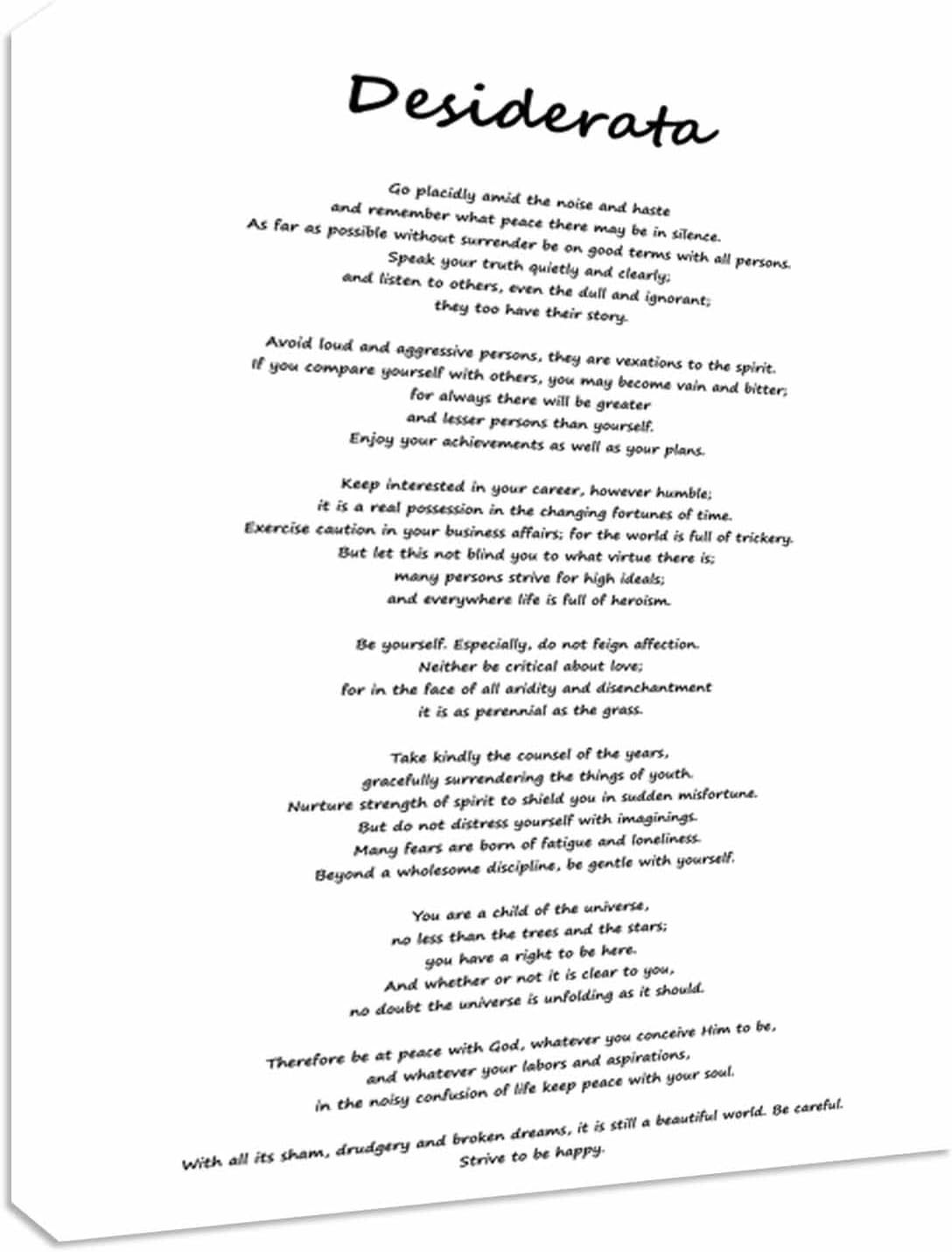 Desiderata Max Ehrmann Poem 40x30 inches | Canvas Art Cheap Wall Print, classic style canvas prints, premium wooden frames