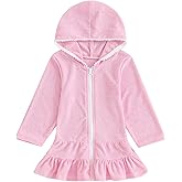 Hoanselay Kids Toddler Little Girl Swim Cover Up Towel Terry Swimsuit Wraps Zip Up Bathing Suit Robe Pool Beach Coverup