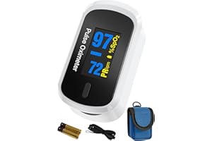 Pulse Oximeter | Medical-Grade | Heart Rate and Oxygen Meter Finger Monitor | Large Font Rotatable OLED Screen | Case, Batter