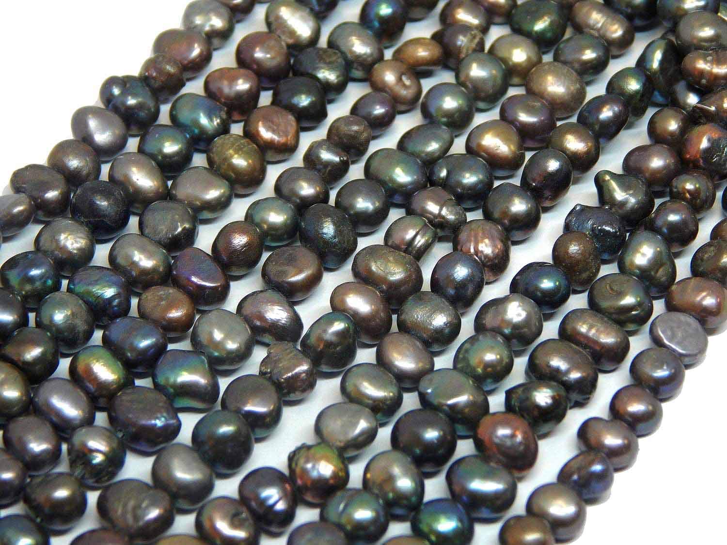 Freshwater Pearls Cultured Pearls 8 mm Anthracite Black Rice Grain Natural Baroque Gemstone Pearls Shell Beads Gemstone Pearl for Threading