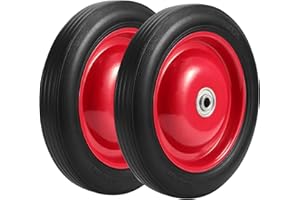 PINGEUI 2 PCS 10 Inches Semi-Pneumatic Rubber Tire, Flat Free Solid Rubber Tires, Garden Cart Replacement Wheels, 1/2-Inch Axle Hole, 265 lbs Max Load-Bearing Capacity