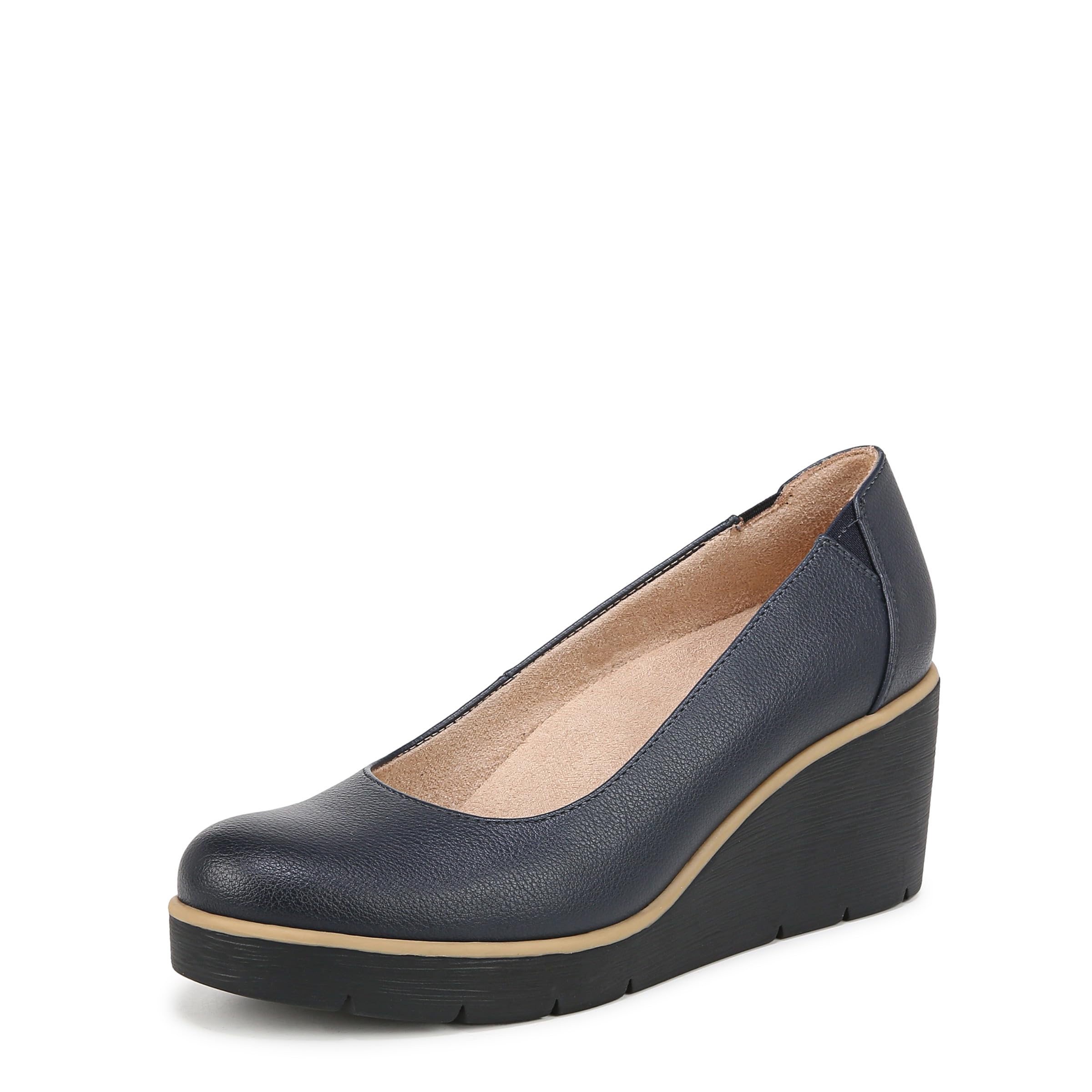 Naturalizer Soul Womens About Time Wedge Casual Shoe Navy Tumbled 7.5 W