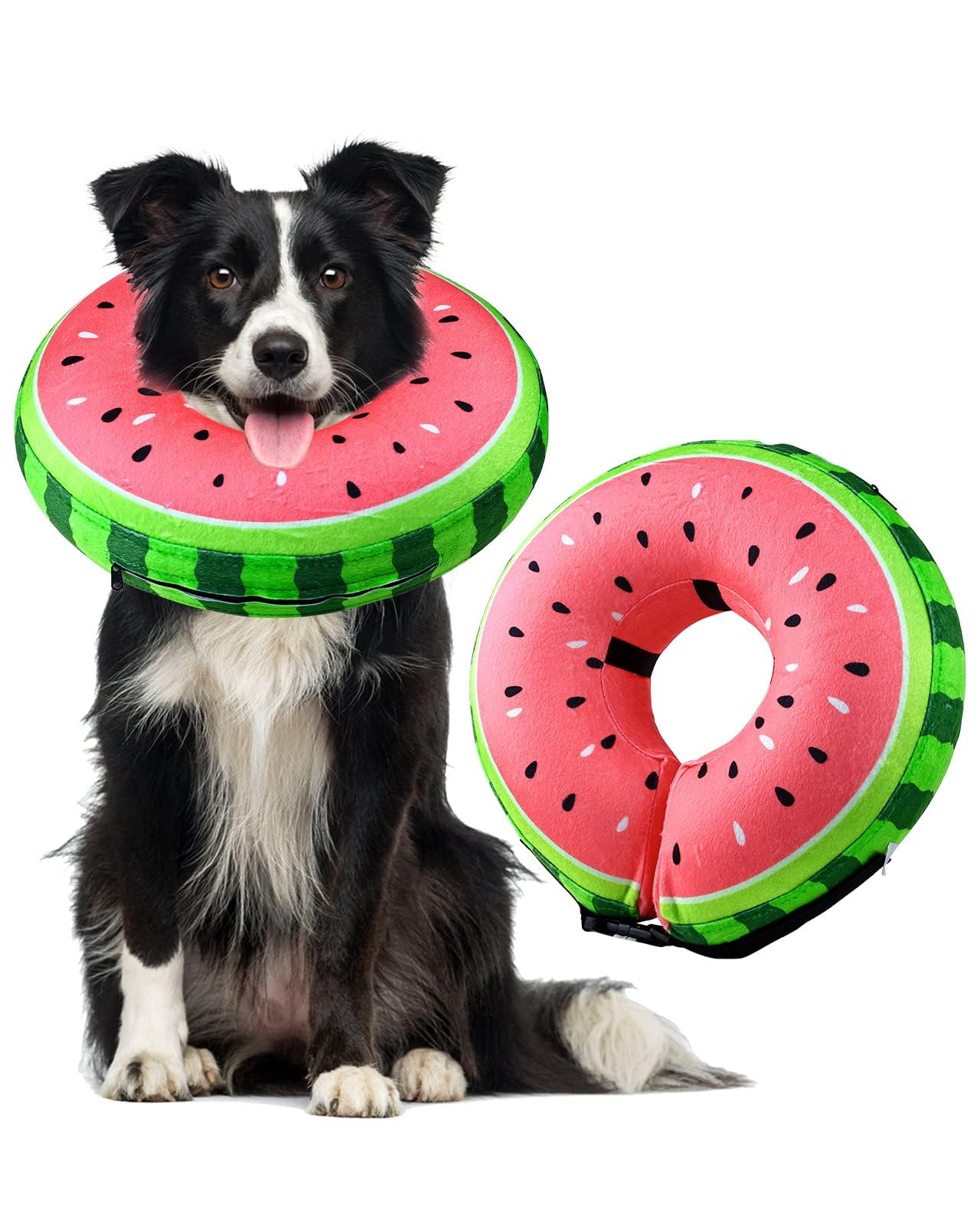 FWLWTWSS Inflatable Dog Collar Buster Collars for Dogs and Cats, Soft Comfy Protective Recovery Collar Adjustable Dog Donut Collar for After Surgery, Does not Block Vision(Large)