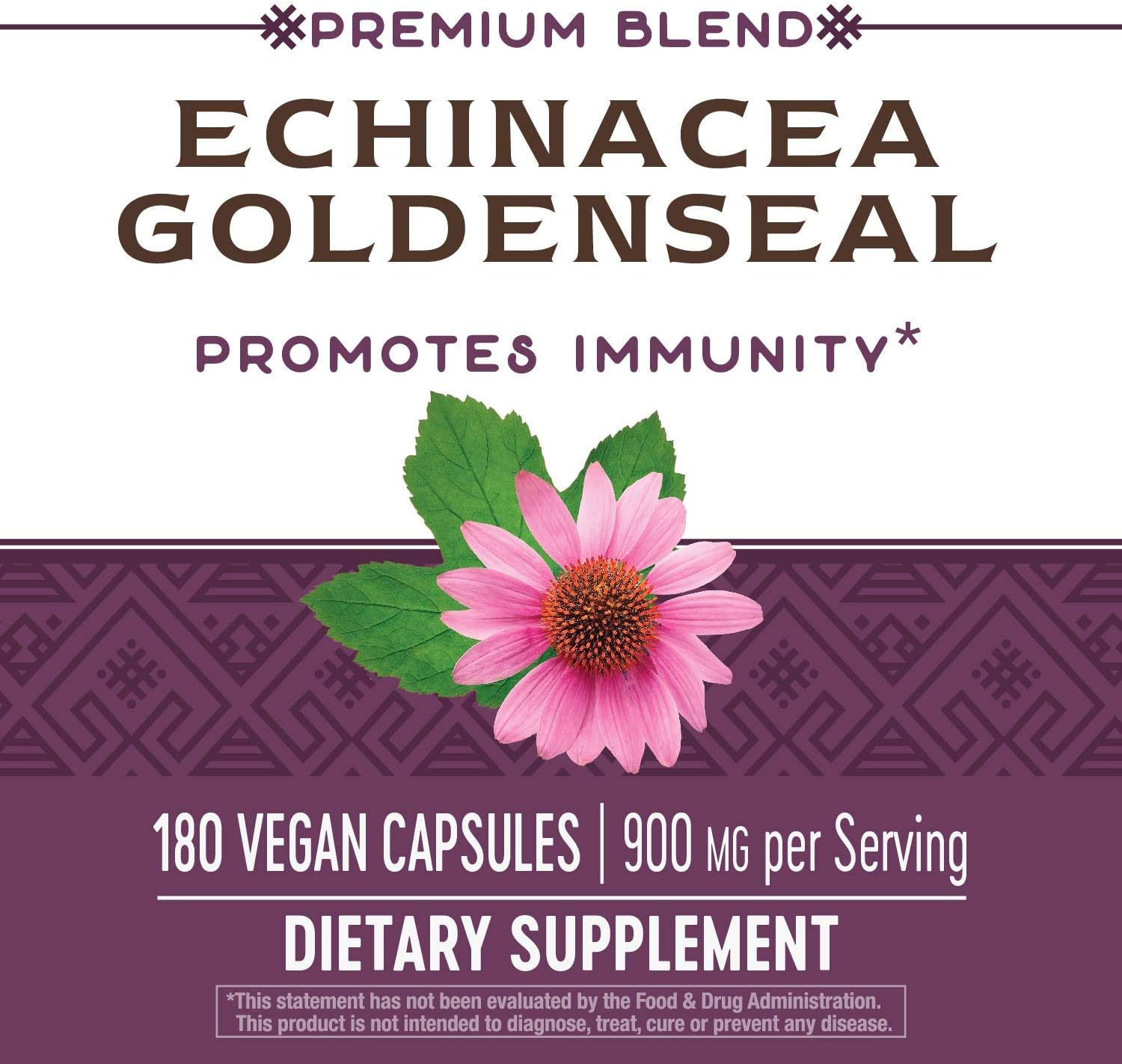 Amazon Com Nature S Way Echinacea Goldenseal 900 Mg Per Serving 180 Capsules Health Personal Care