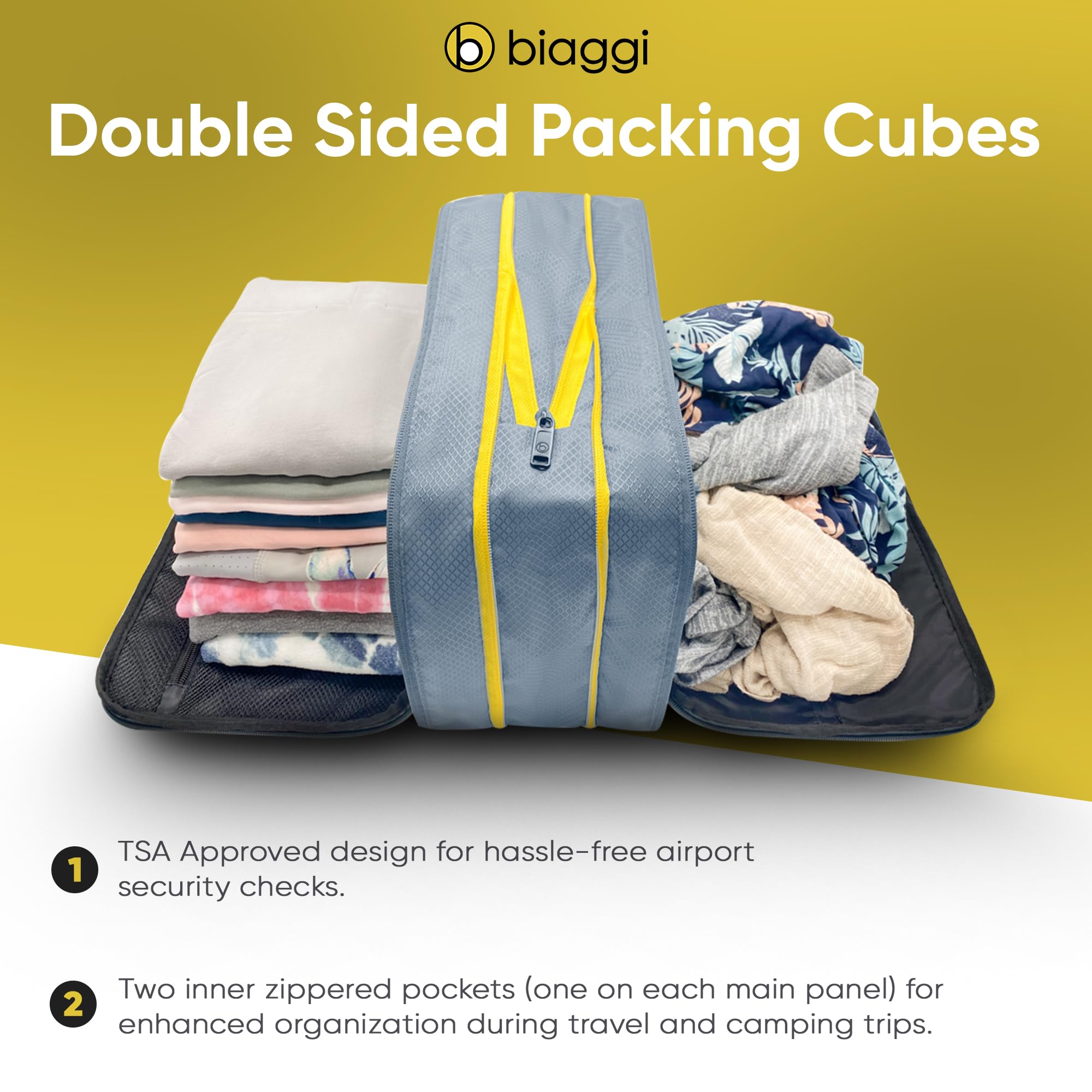 Biaggi Ultimate Compression ZipCube Set of 2 - Expandable Travel Organizer Bags for Suitcases, Lightweight Packing Cubes for Women & Men's Travel Accessories