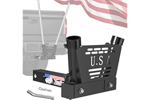 Tanfix Hitch Mount Flagpole Holder, Heavy-Duty Flag Pole Holder for 1.6" Hitch, 2 Models (Single Hole & Dual Hole with Design), Flag Holder for Jeep, Truck, SUV, RV, Camper
