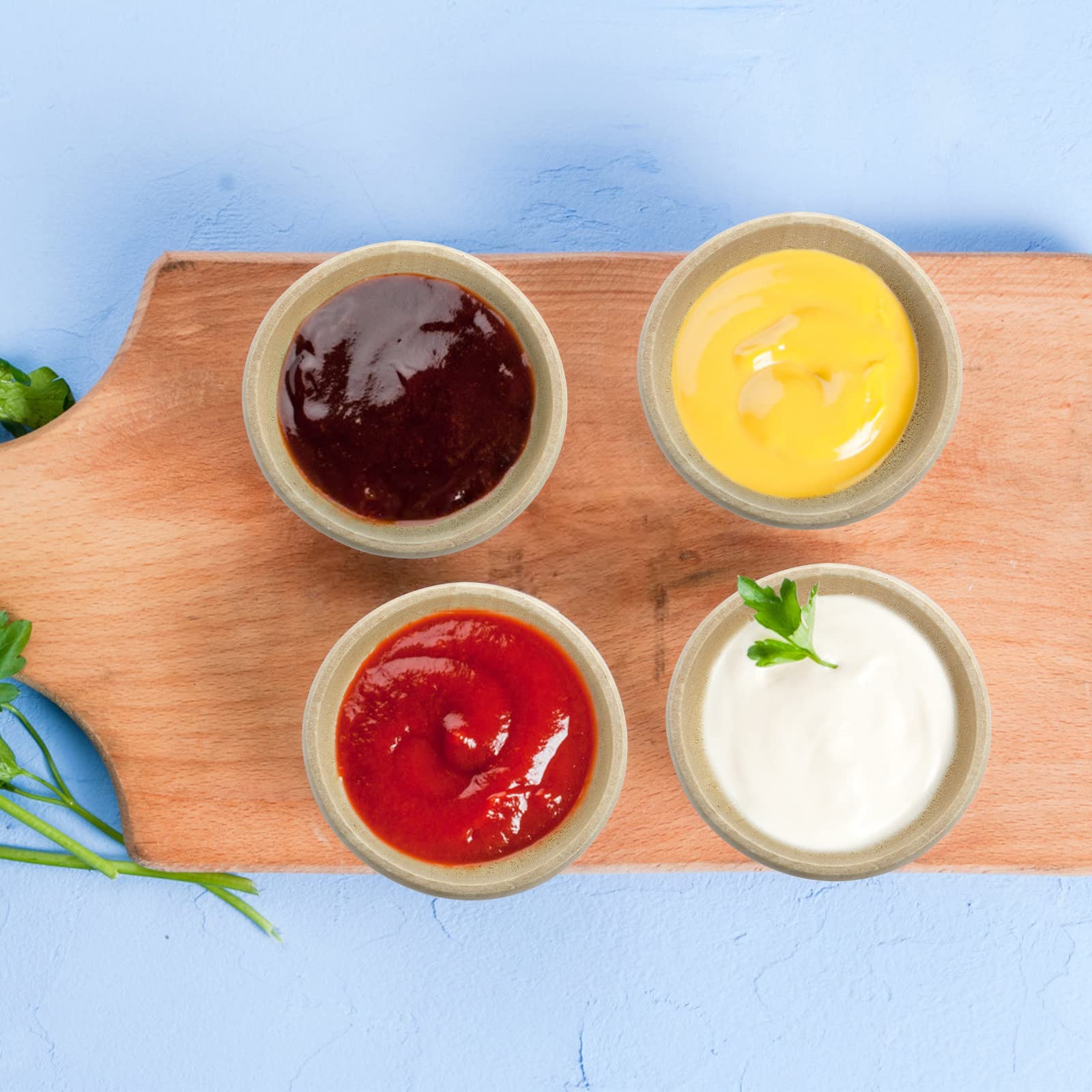 ZENFUN 20 Pack Wooden Pinch Bowls, Mini Unfinished Bowls Set for Dipping Sauce, Condiment Bowls, Condiment Cups, Nuts, Candy, Fruits, Appetizer, and Snacks - Image 5