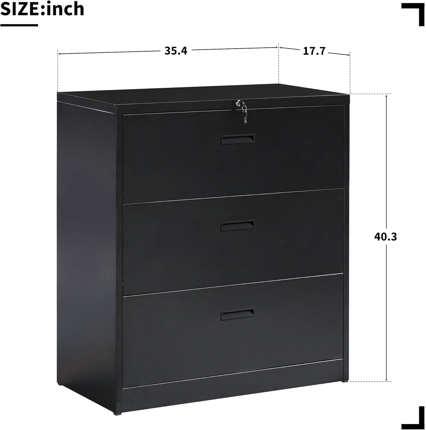 Amazon Com 3 Drawer Lateral File Cabinet Modern Luxe Heavy Duty