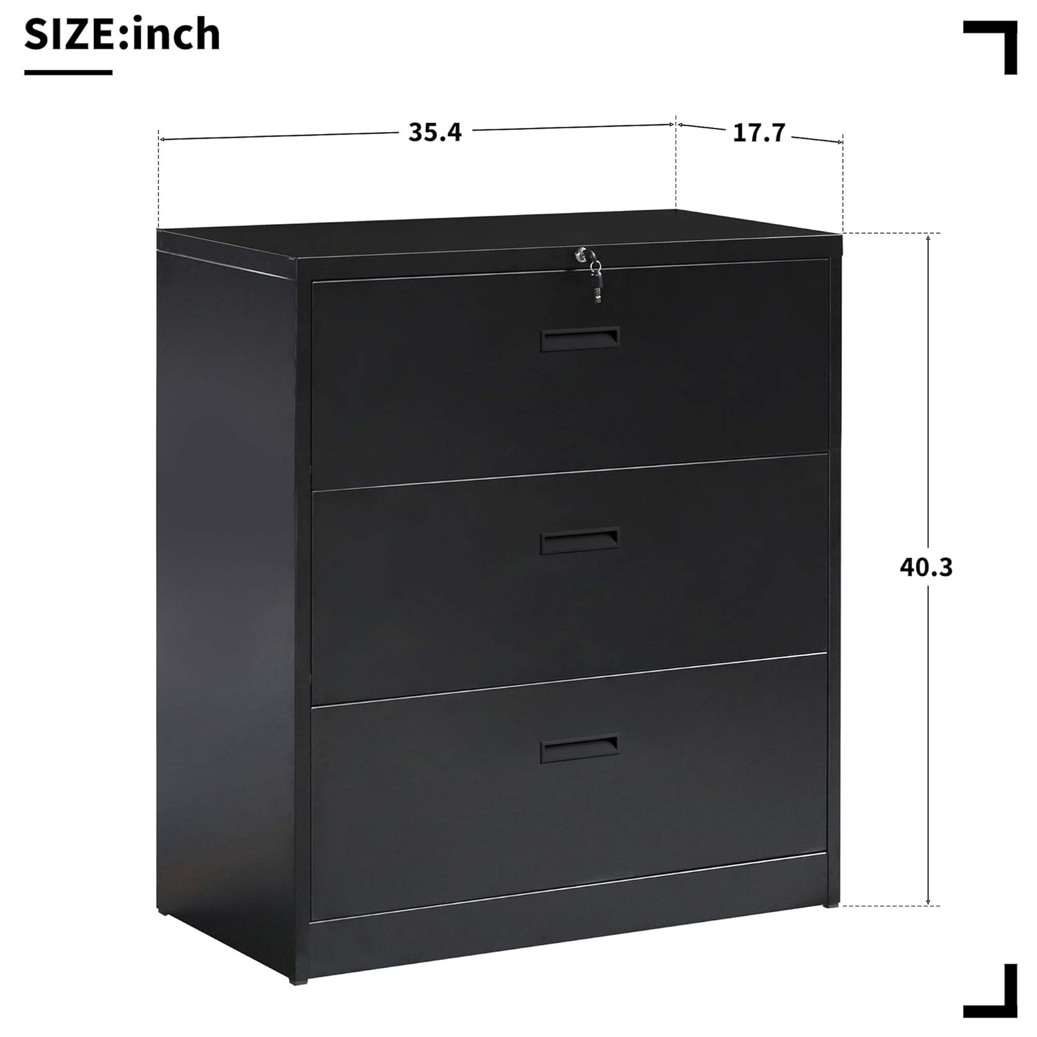 Locking Fireproof Metal Filing Cabinet For Home And Office White 3 Drawers Lateral File Cabinet With Lock Lateral File Cabinets