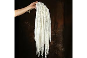 Jtoder 5Pcs Dried Amaranthus Hanging Flowers, Natural Preserved Flower for Wedding Arch, Exhibition, Wall Hanging Lover Tears, Floral Arrangement, Home Decor (White, 24")