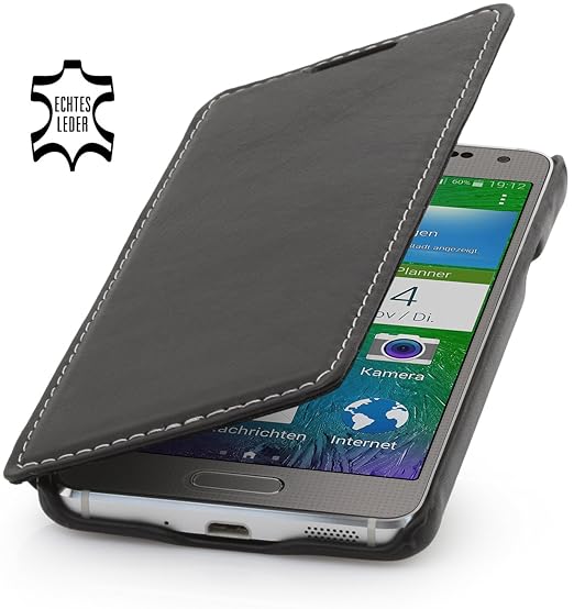 StilGut Book Type Case, Hülle aus Leder für Samsung Galaxy Alpha, Booklet case, schwarz Nappa