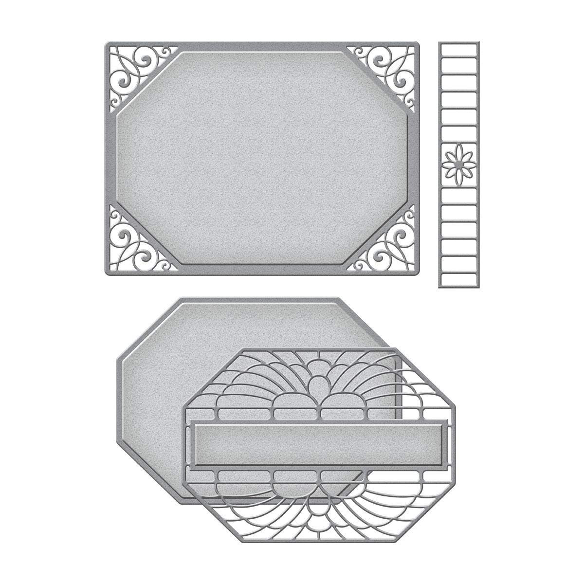Spellbinders Flourished Fretwork-Sentimental Finery-Etched Die, Metal, 10.2cm x 13.5cm
