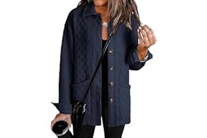 Women's Quilted Jackets Long Sleeve Collared Shirts Casual Fall Shackets Jackets with Pockets 2025