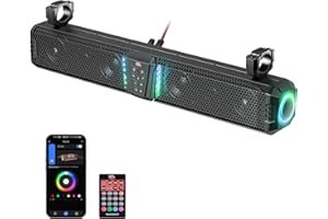 KEMIMOTO 2025 Midnight 80 32-inch UTV Sound Bar, IP65 Water Resistant Golf Cart Sound Bar, ATV Speaker Bluetooth with RGB, SxS Soundbar Compatible with Polaris RZR Can-Am w/ 1-2 in Roll Bar