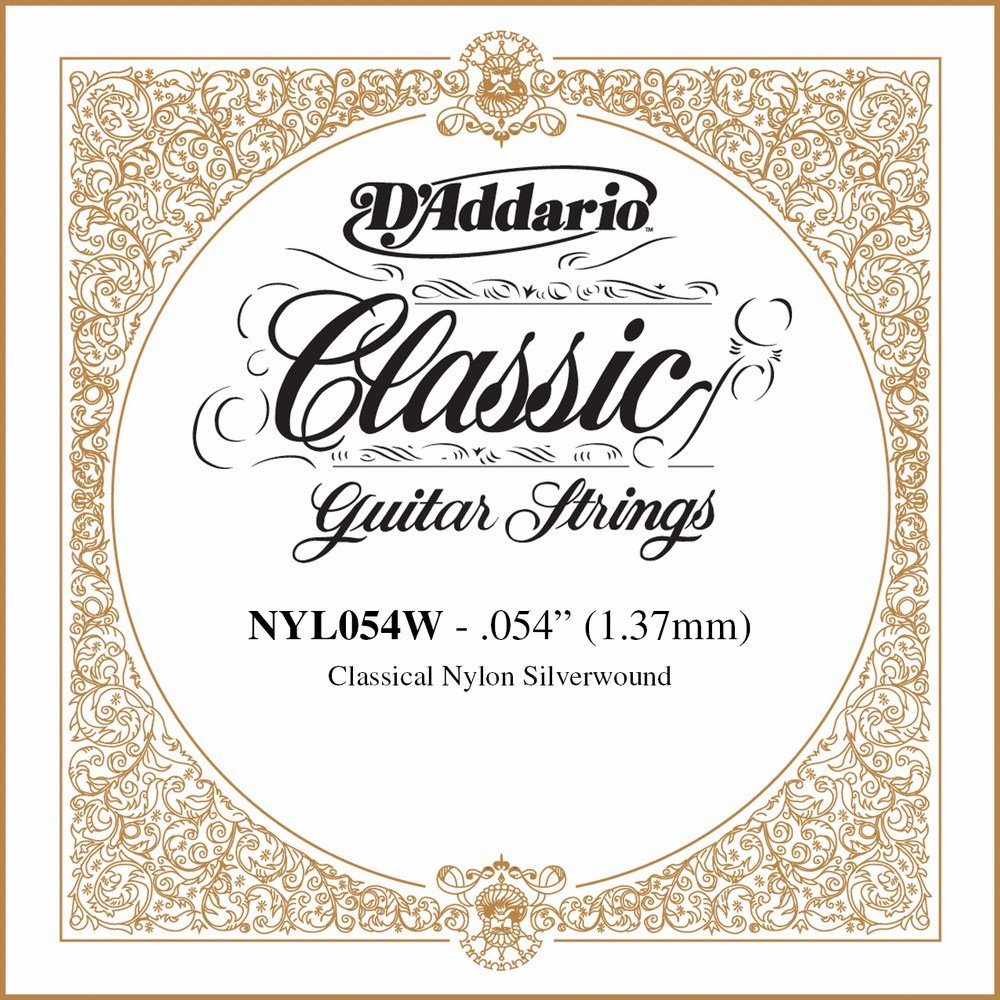 D'Addario .054 Silver Plated Copper Single String for Classical Guitar