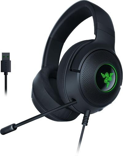Razer Kraken V3 X Wired USB Gaming Headset Black TriForce 40mm Driver 7.1