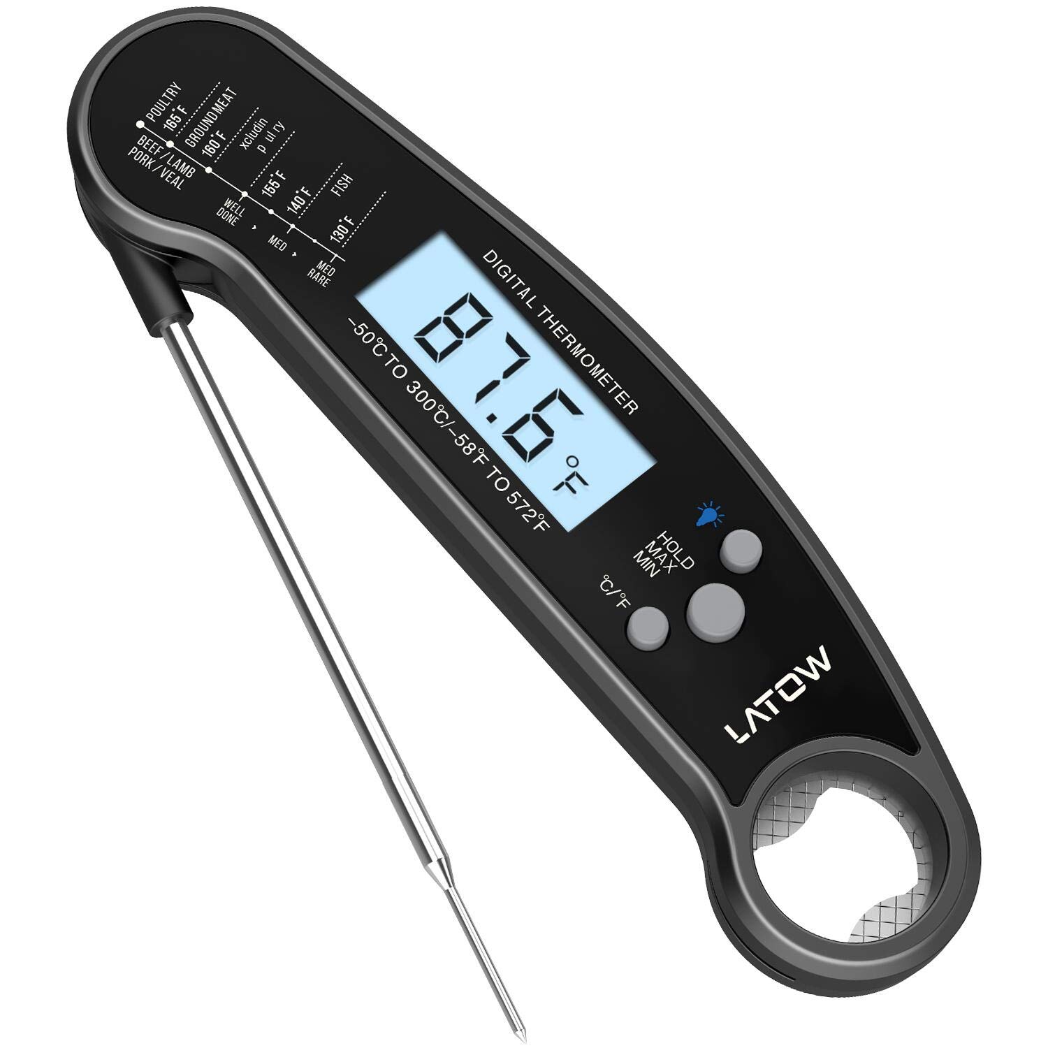 Digital Meat Thermometer Latow Instant Read Meat Waterproof