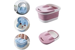 SUNLIGHTXS Foot Soaking Bath Tub Basin Tools Foot Spa Foldable Footbath Tub Plastic/Rubber Foldable Bucket Large Foot Soaking Tub bucket Foldable Foot Bath Tray (Pink)