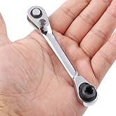 JUSTAUS 1/4 Inch Mini Double Headed Ratchet Wrench 72 Tooth Drive Socket and Screwdriver Bit Ratchet Set Rotator 5 Degrees Quick Install Release Ratchet Accessories Tool Silver