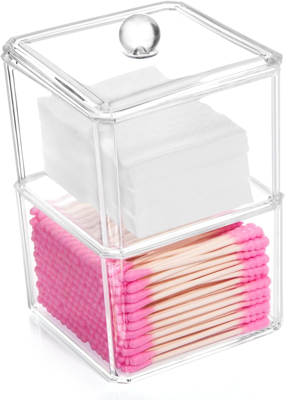 hblife Cotton Ball and Swab Holder Organizer Clear Acrylic Cotton Pad