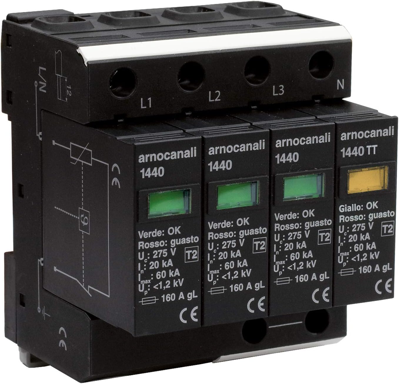 Overvoltage Charger T2 3+1p, Black, T2 3+1 poli