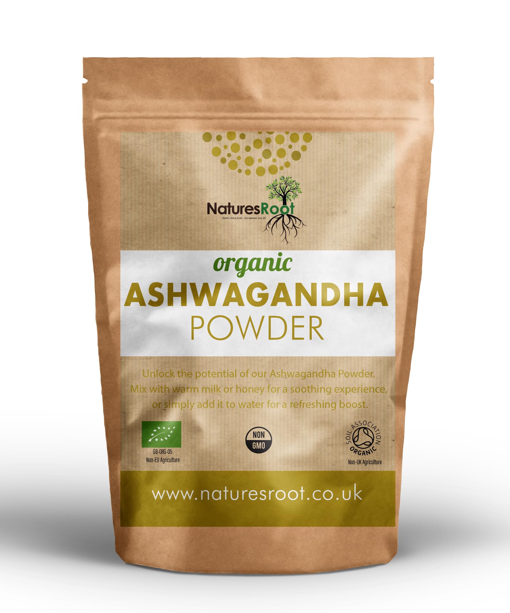 Nature’s Root Organic Ashwagandha Root Powder 250g – Withania Somnifera – Fine Ground Herbal Powder – Traditional Ayurvedic Root – Vegan, Non-GMO, Certified Organic