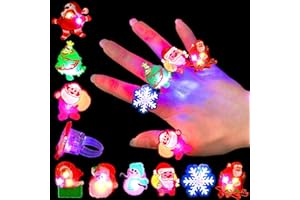 SHAKLAK Qvatoxis Christmas Party Favors Light Up Rings 50Pcs Glow in the Dark Party Supplies Finger Rings Decoration for Kids Adults