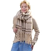 MissShorthair Oversized Chunky Blanket Scarf for Women Winter Warm Colorful Big Scarfs Plaid Thick Scarves Soft Fluffy Shawl