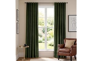 Lazzzy Dark Green Velvet Curtains 84 Inch Long 2 Panels Blackout Thermal Insulated Curtain Drapes for Bedroom Living Room Dar