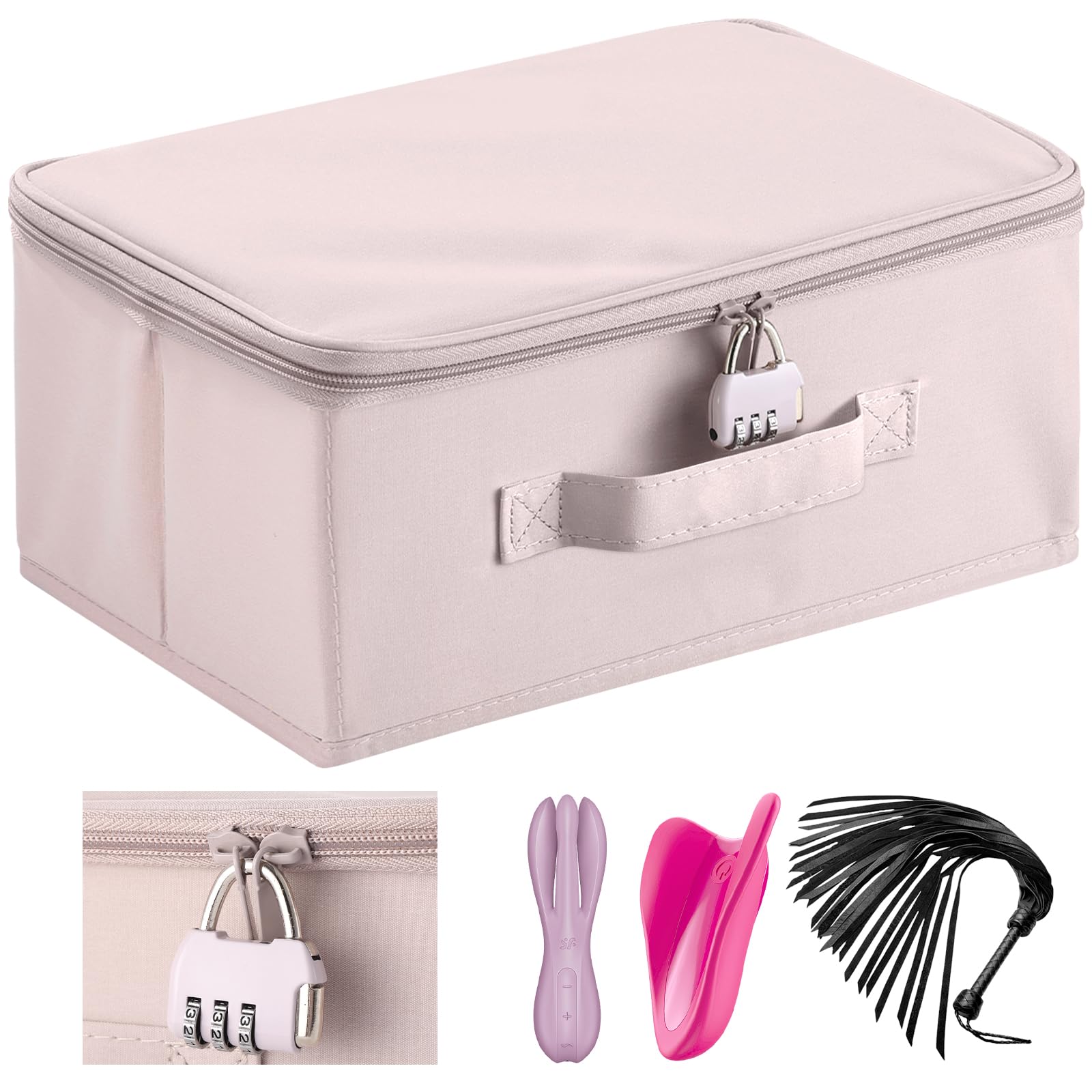 Photo 1 of Discreet Lockable Adult Toy Bag Storage Organizer,12"x7.6"x5.1" Storage Toy Box Equipped With Metal Lock Toy Storage Organizer Case,Lock Box Travel Game Bag for Women and Men Toys Clothes Container