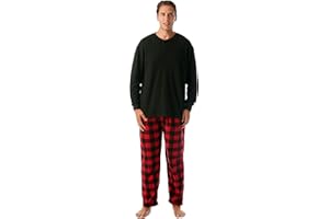 #followme Pajama Set for Men with Thermal Henley Top and Polar Fleece Pants