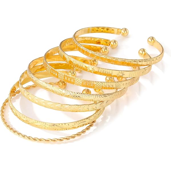 Amazon.com: KISS WIFE Golden Bangles for Women, Adjustable Bangle