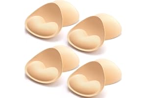 KSang Bra Pads Inserts Breast Enhancer - 4 Pairs Sew in Bra Cups for Sports Bras Swimsuits Bikini Push up Pads Fits B/C Cup